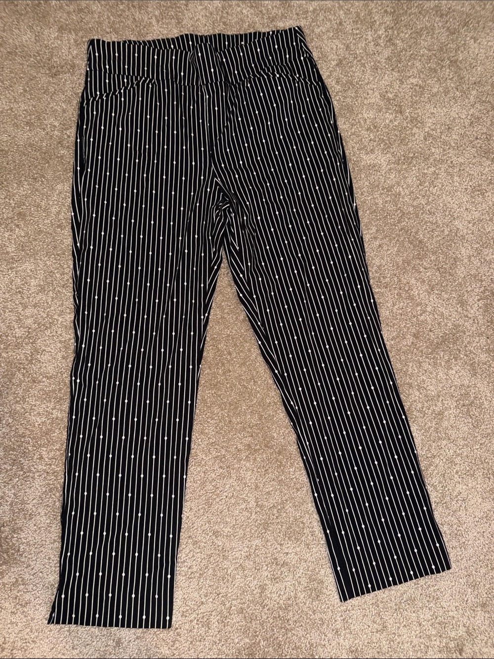 Chico's Black Pinstripe Ankle Dress Pants - Large